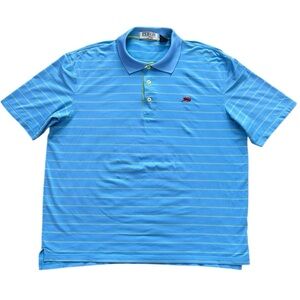 Perlis Lobster Polo Shirt XL Blue Striped Performance Golf Preppy Stretch
